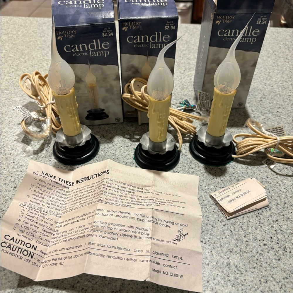 4” Holiday Time Electric Candle Lamp -Lot Of  3 Vintage NIB!